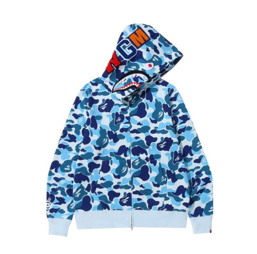 Hoodies & Sweats 305 Kicks | Bape Big Abc Camo Shark Full Ziphoodie 'Blue'