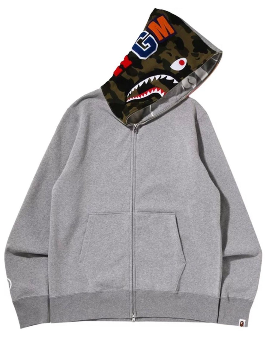 Hoodies & Sweats 305 Kicks | Bape Crazy Face Full Zip Hoodie 'Grey'