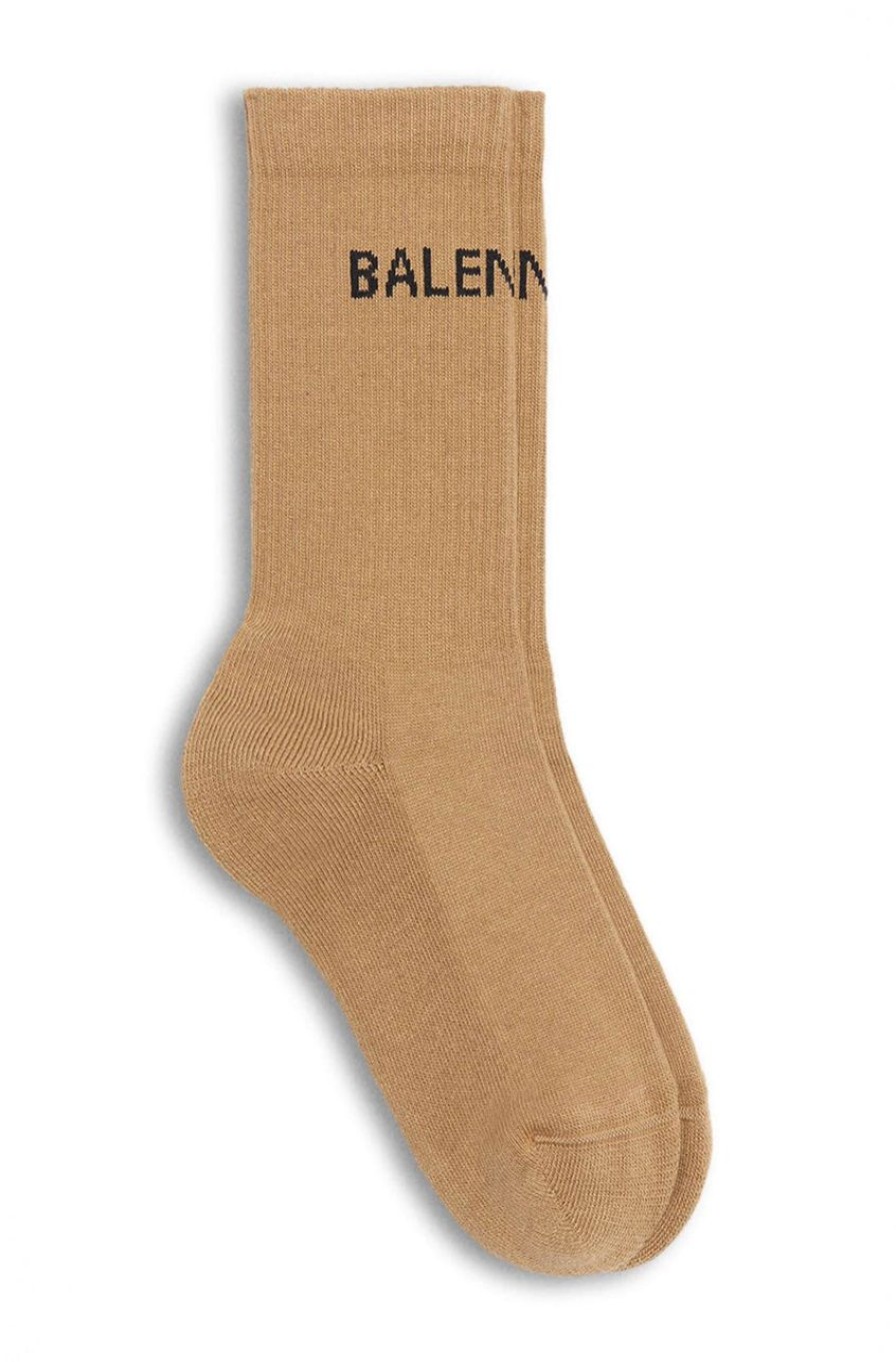 Accessories 305 Kicks | Balenciaga Logo Brown Socks