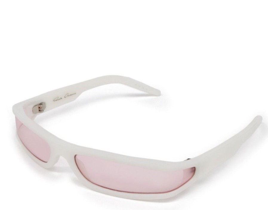 Accessories 305 Kicks | Rick Owen'S Rectangle Sunglasses Pink Lens White