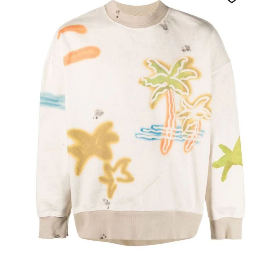 T-Shirts 305 Kicks | Palm Angels Plam Printed Crewneck Sweatshirt