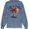 T-Shirts 305 Kicks | Palm Angels Long Sleeve Distressed Blue T-Shirt