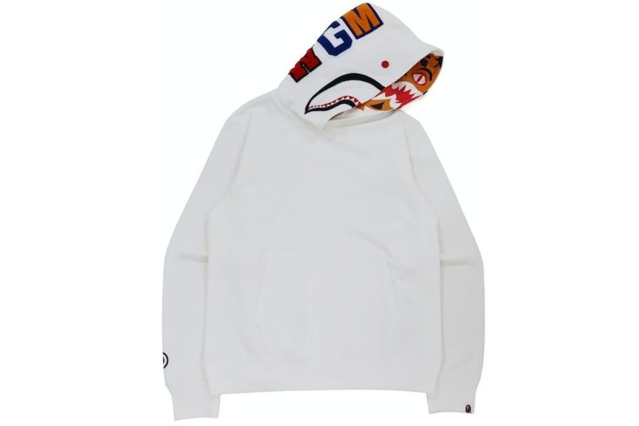 Hoodies & Sweats 305 Kicks | Bape Shark X Tiger Pullover Hoodie White