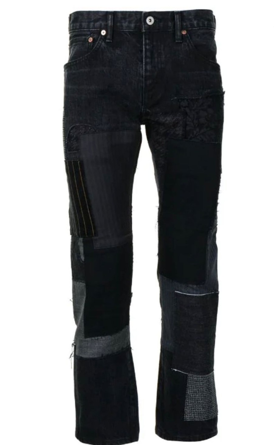 Pants 305 Kicks | Junya Watanabe Patchwork Design Cropped Black Jeans