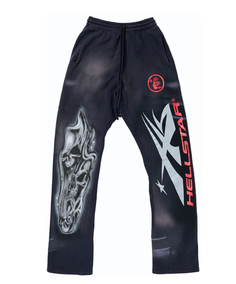 Pants 305 Kicks | Hellstar Airbrushed Skull Flare Bottom Sweatpants