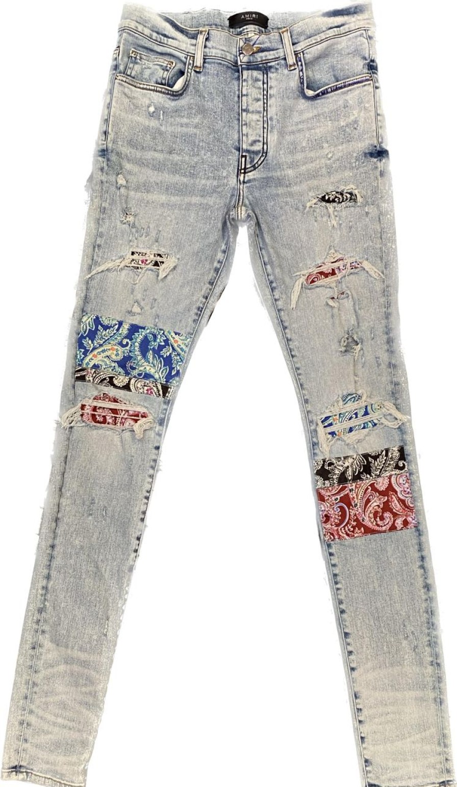 Pants 305 Kicks | Amiri Bandana Light Denim Jeans