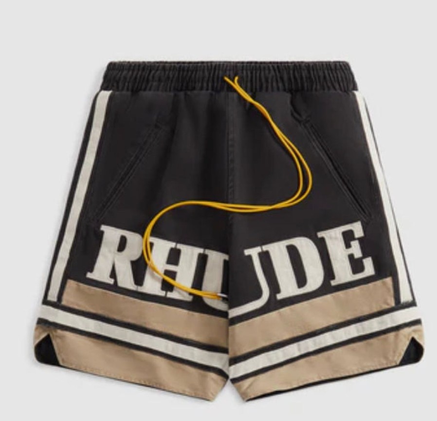 Shorts 305 Kicks | Rhude Embroidered Logo Black Khaki Short