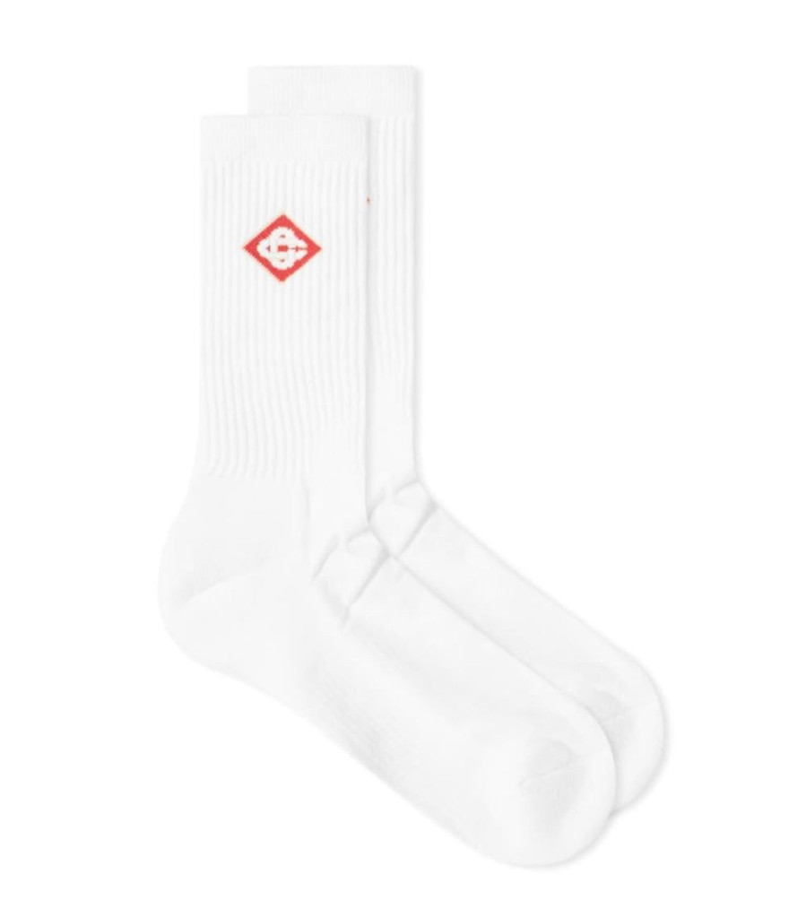 Accessories 305 Kicks | Casablanca Diamond Logo Sport Socks White