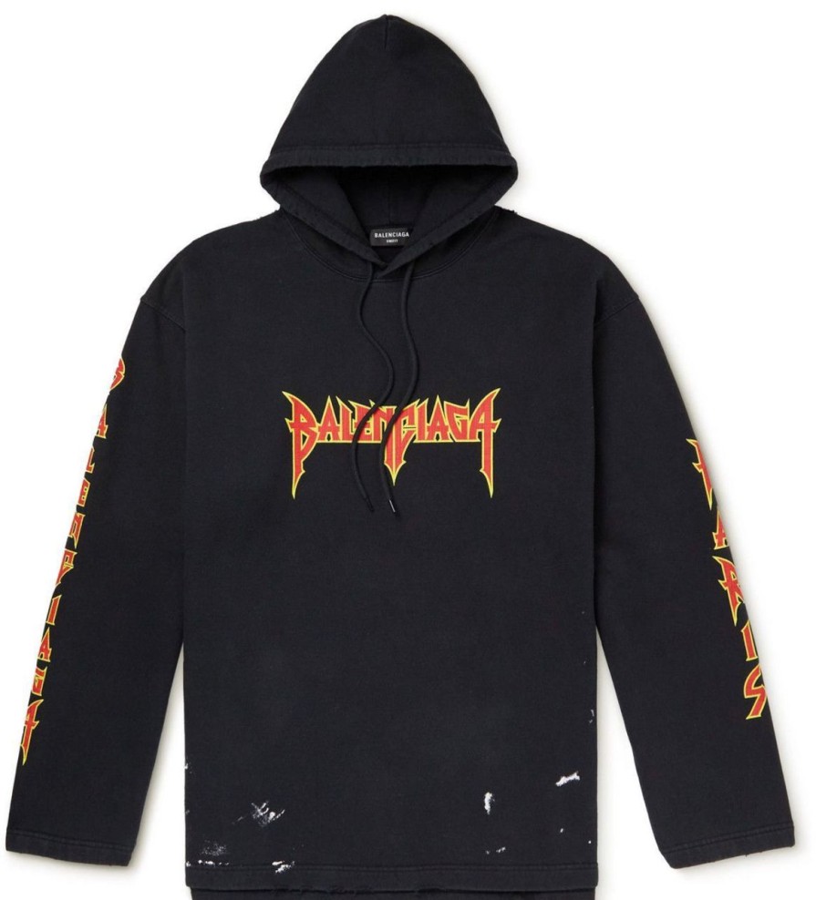 Hoodies & Sweats 305 Kicks | Balenciaga Hoodie Black Yellow Red Graphic