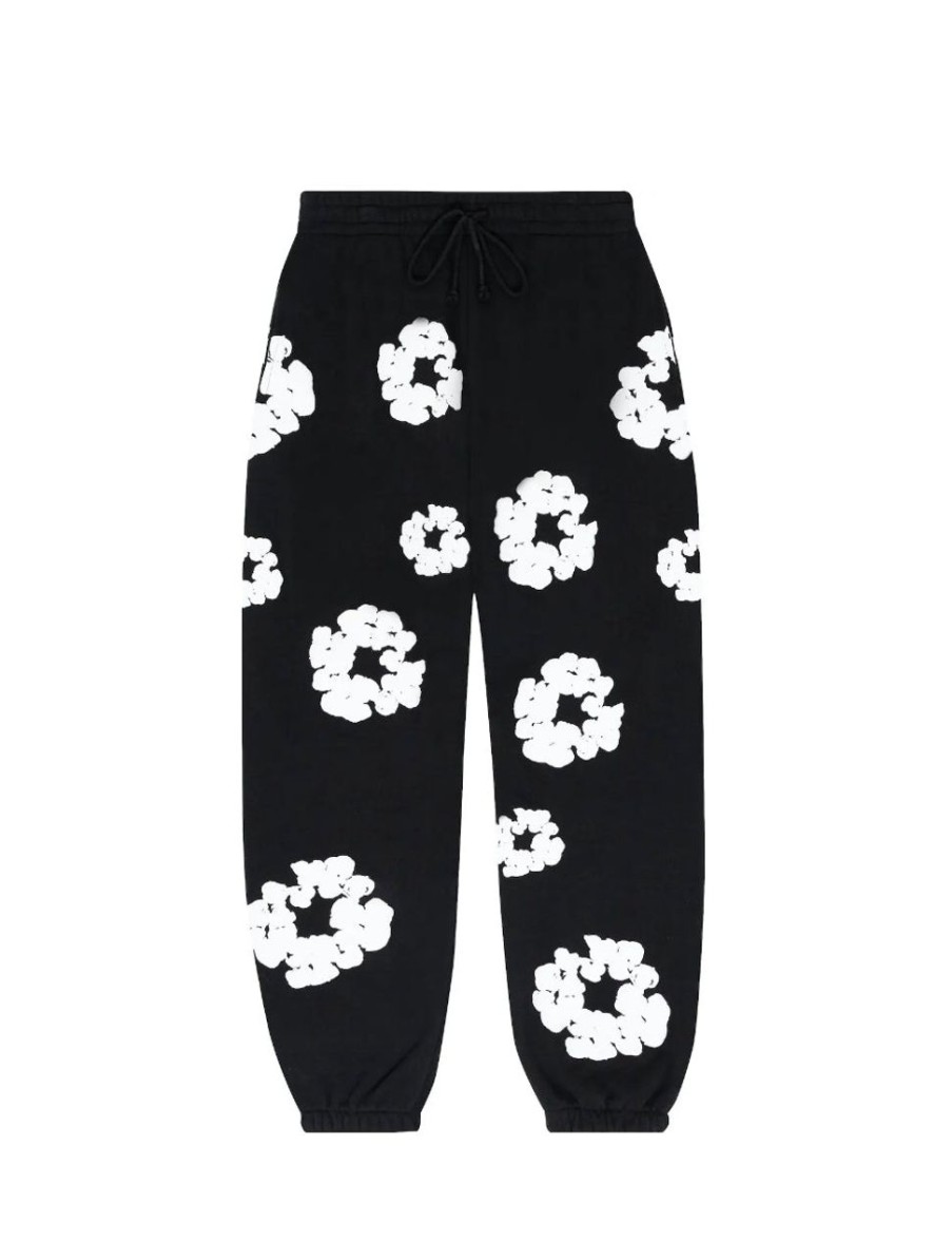 Pants 305 Kicks | Denim Tears All Over Wreath Cotton Sweatpants Black