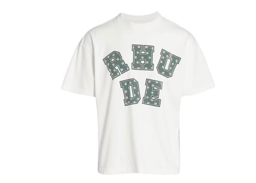 T-Shirts 305 Kicks | Rhude Paisley Varsity Logo T-Shirt White