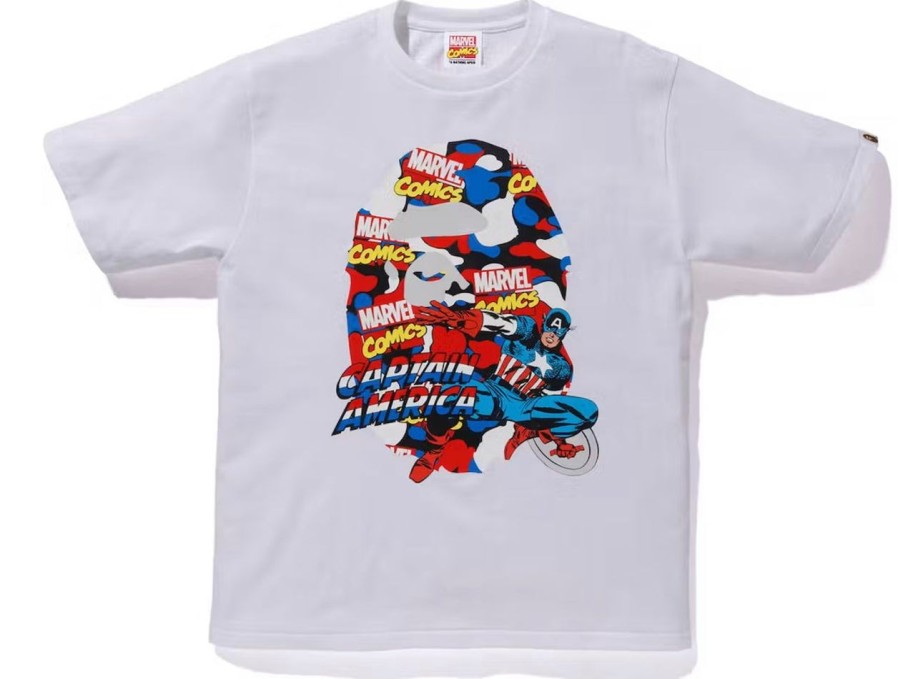 T-Shirts 305 Kicks | Bape X Marvel Captain America White T-Shirt